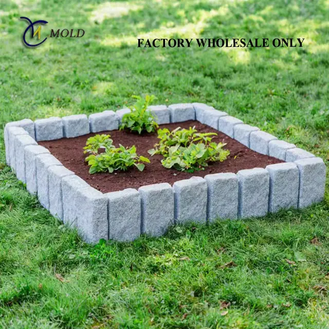 8-Stake Faux Stone Fence Panels | Garden Edging for Flower Beds & Paths