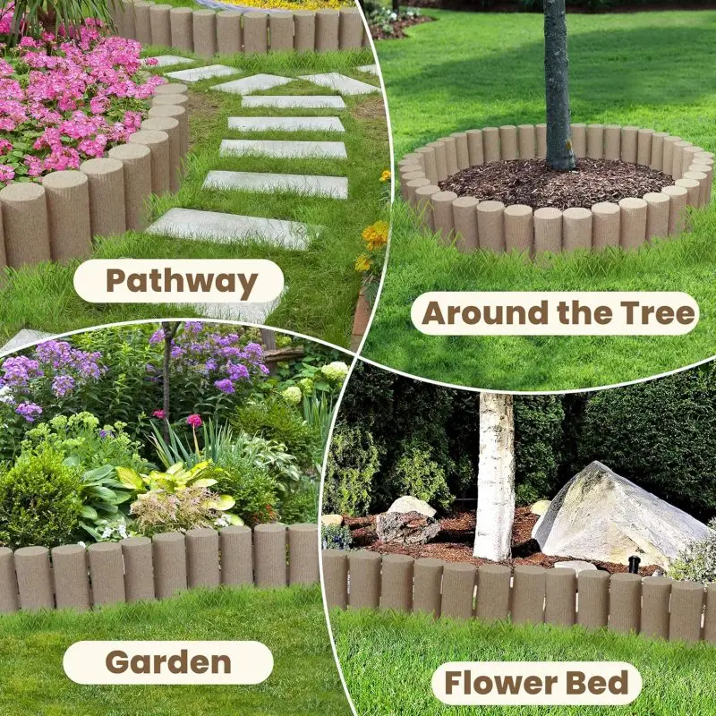 Plastic Landscape Edging Kit, Flexible Garden Edging Border with Anchoring Spikes, Ideal for Flower Beds, Lawns, Gardens, and Pathways