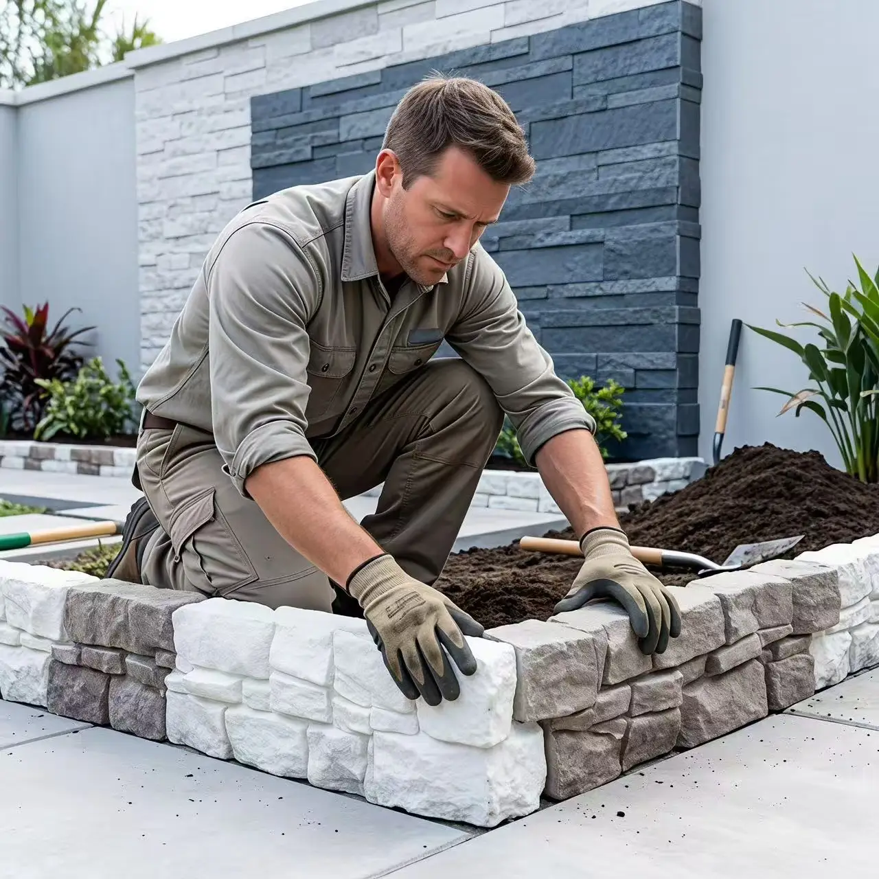 Faux Stone Wall Border Fence Outdoor Landscape Decoration Manufacturer