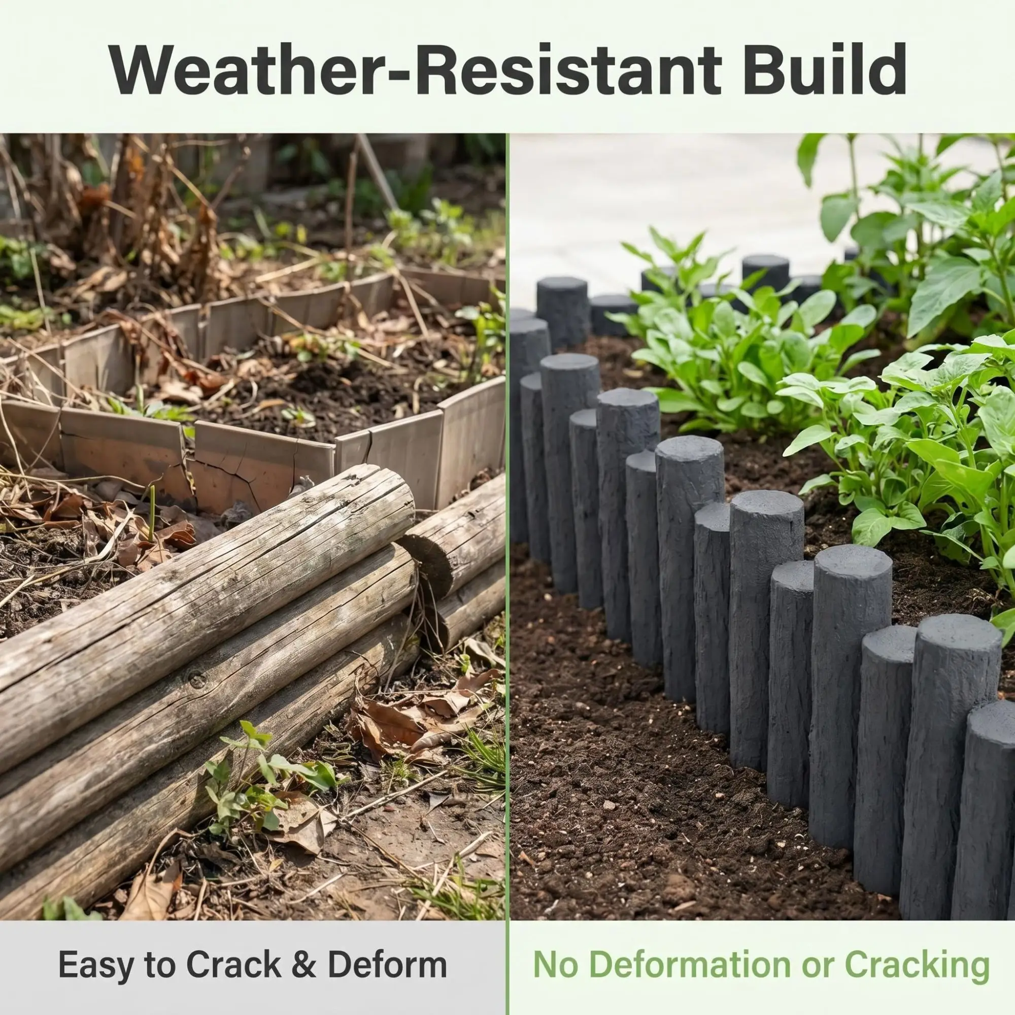 Faux Wood Garden Edging Fence | Decorative Landscape Border