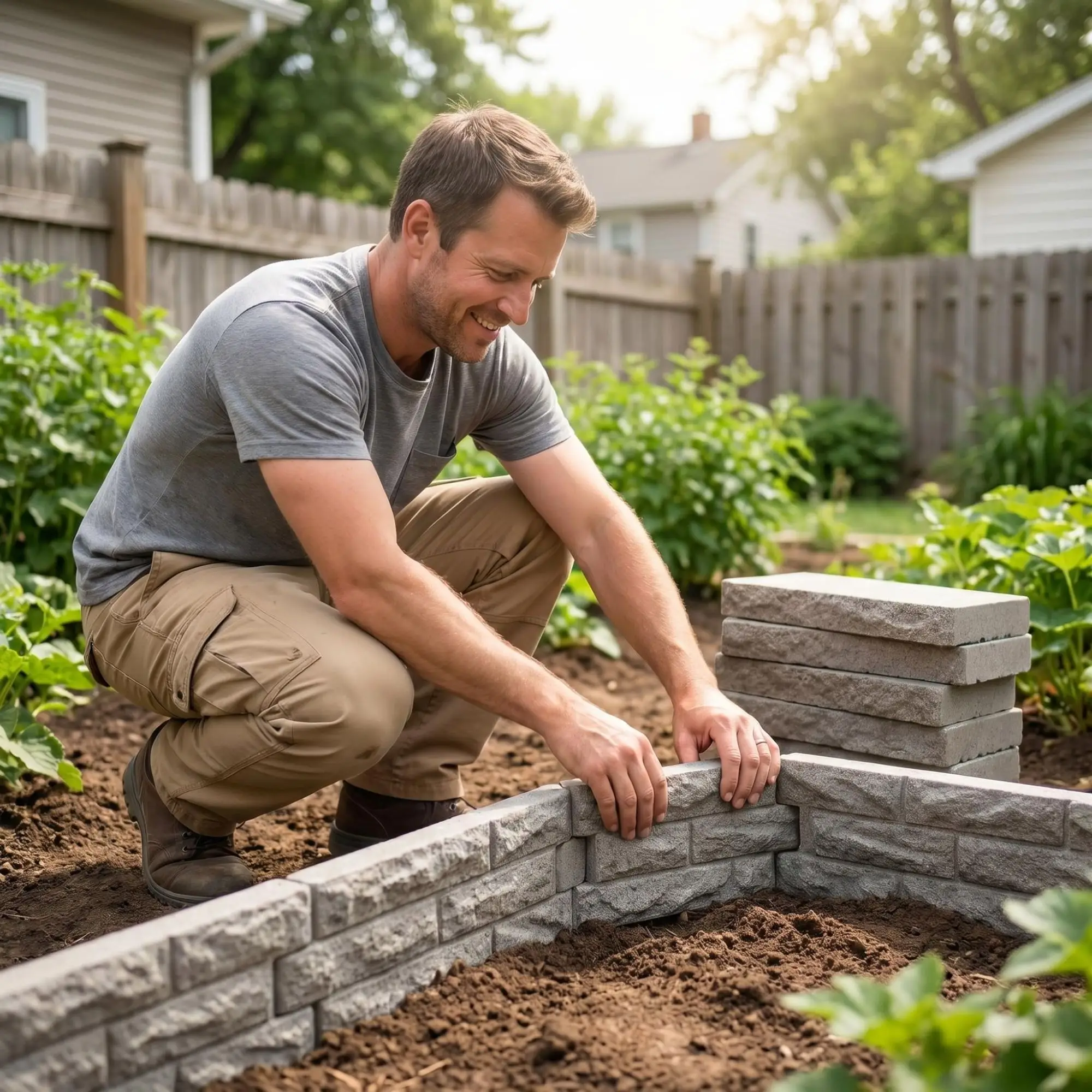 Interlocking Faux Stone Garden Edging