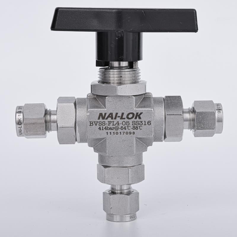 414 Bar Tekanan Tinggi Injap Bebola 3 Hala 1/4"OD 3/8" OD 1/2"OD