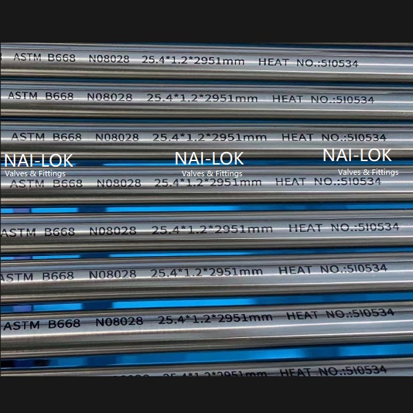 NAI-LOK ASTM B668 NO8028 Nickel Alloy Pipe Tubing 25.4x1.2mm
