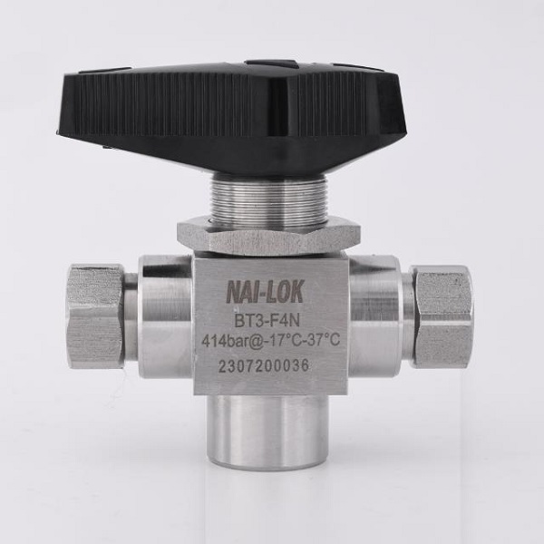 CNG Isi Cepat Tekanan Tinggi 3 Hala Trunnion Ball Valve 6000psi PEEK Tempat Duduk 1/4 NPT Perempuan