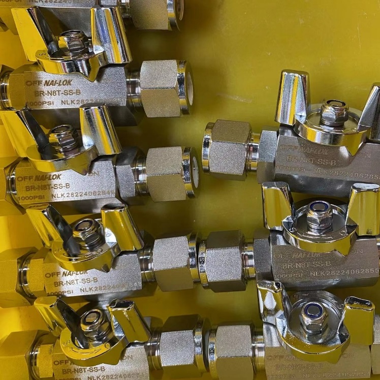 Ynstrumintaasje Stainless Steel SS316 1000 Psi 2 Way rjochte 1/2 OD Ball Valve Butterfly Handle