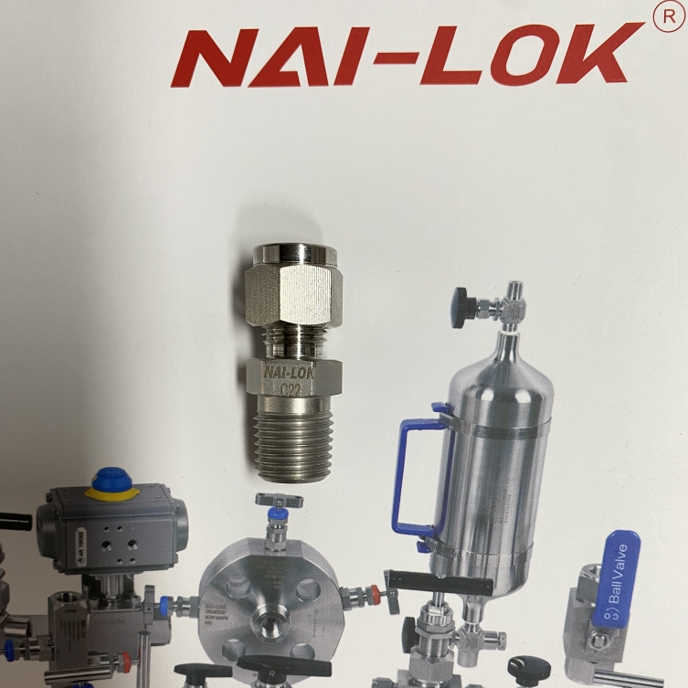 NAI-LOK Alloy C22 UNS N06022 Compression Tube Fittings | 6000 PSI High-Pressure Double Ferrule Alloy Connector 1/4'' OD x 1/4'' MNPT