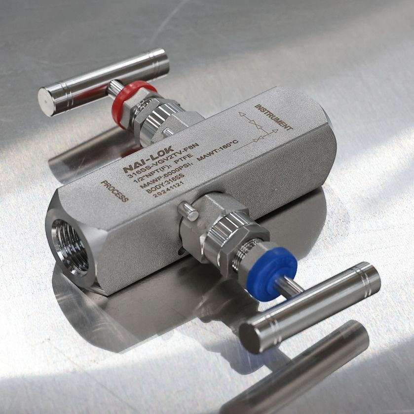6000psi Aloi400 Injap Manifold Instrumentasi Dua Hala – 1/2" NPT Perempuan x Perempuan untuk Aplikasi Marin & Petrokimia