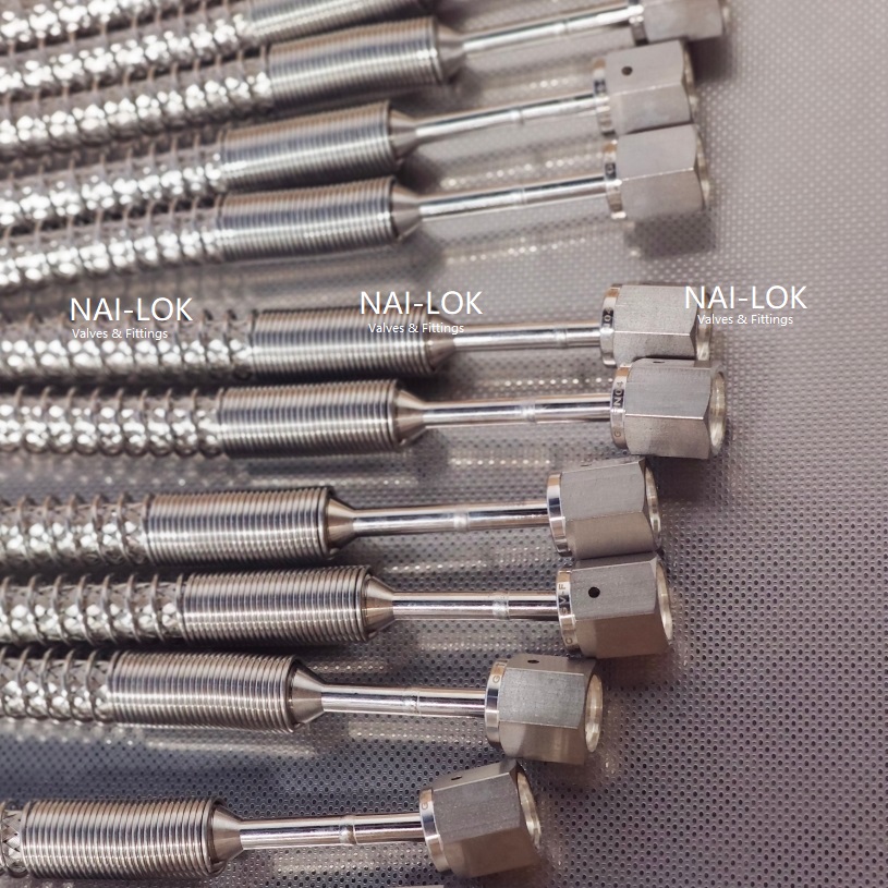 NAI-LOK 1/4" High Pressure Flexible Stainless Steel Hose | 4000 PSI Metal Hose with Female Face Seal for Gas & Fluid Transfer