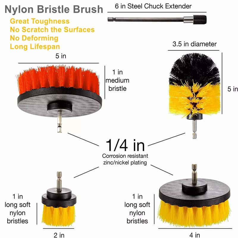 Power Scrubber Brush, 3 Piece Drill Brush Set Nylon Power Scrubber Cleaning Brush Universal Drill Brush Set for Bathtub Tiles, Cleaning Brushes