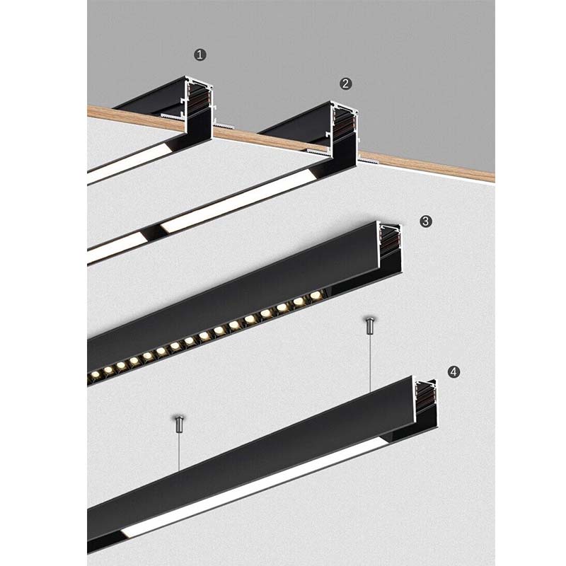 Led Rails Connection Magnetic LED Track Rail Customized Aluminum Recessed LED Lamp Track ...