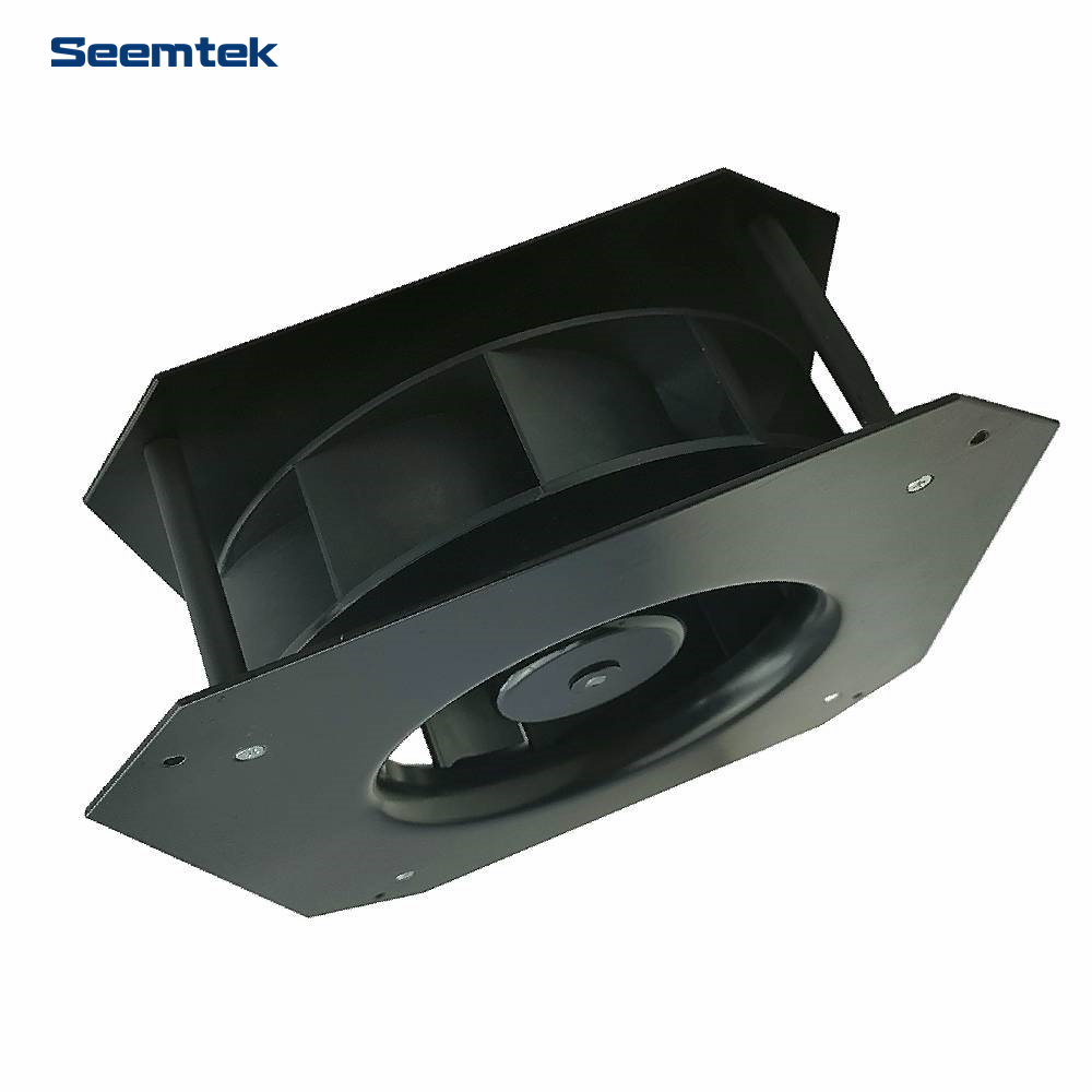 Ventilador centrífugo plástico da C.C. do impulsor da curva inversa de 190mm com suporte de montagem