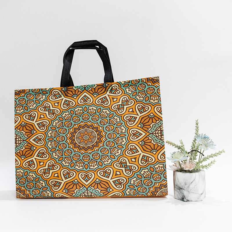 Ethnic style geometric printed nonwoven eco friendly custom tote bag
