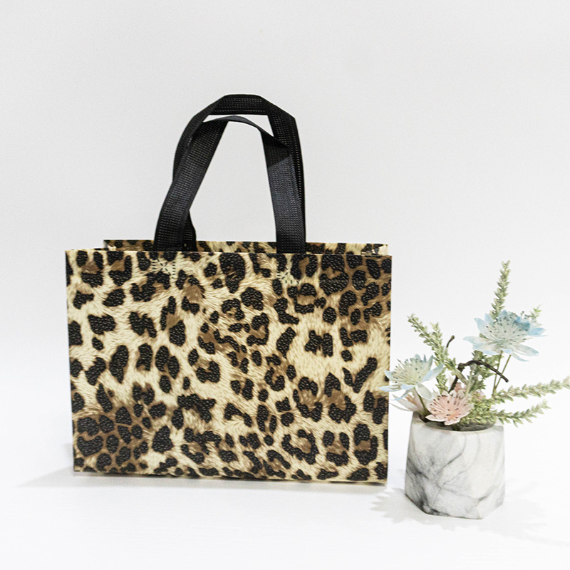 Leopard print fashion style eusable folding tote bags