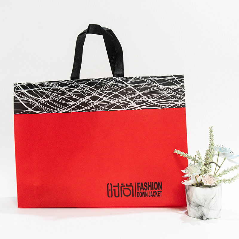 Large Red laminated grocery tote bags