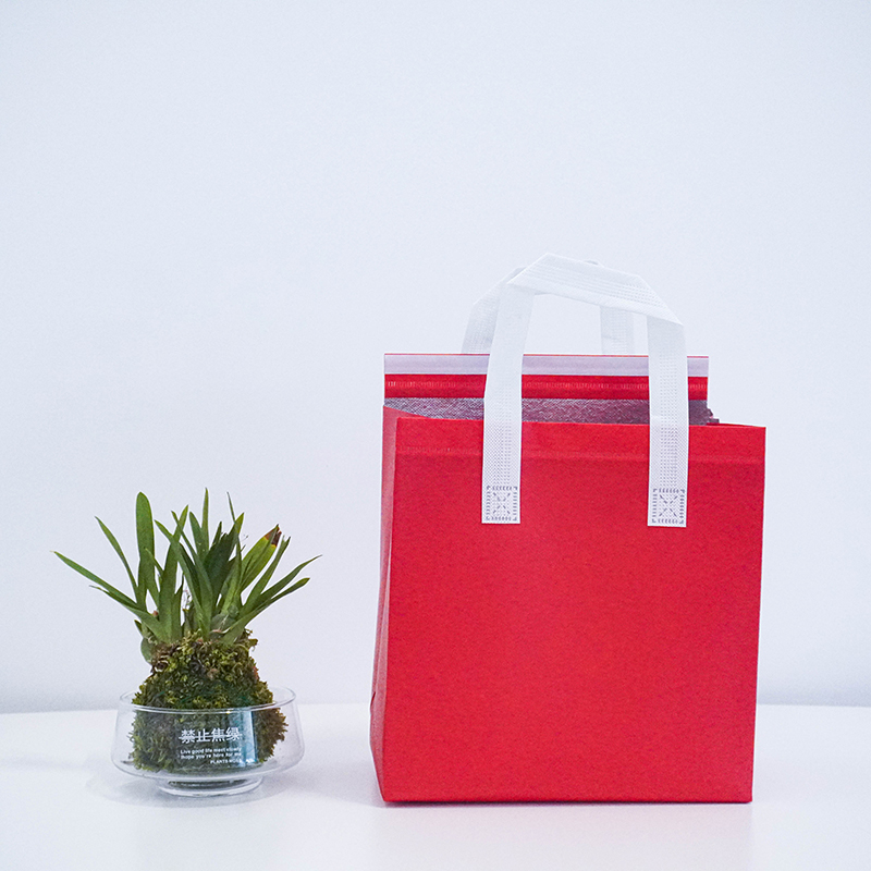 Red non woven insulated bag