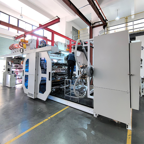 Enhancing print jobs with a six-color central impression flexo machine