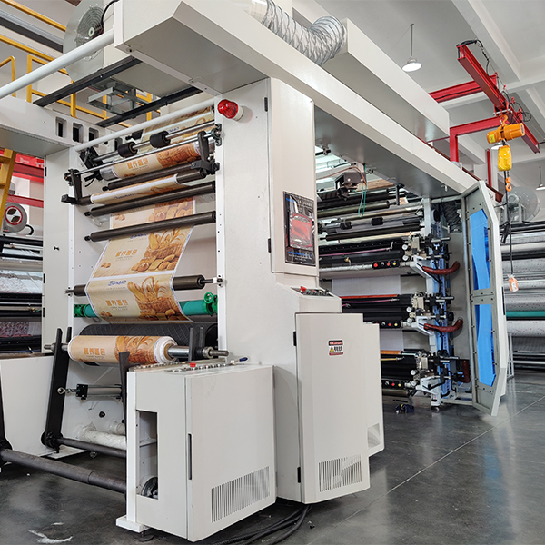 Increase productivity and reduce production costs with the efficiency of a stack type 6 color flexo printer.