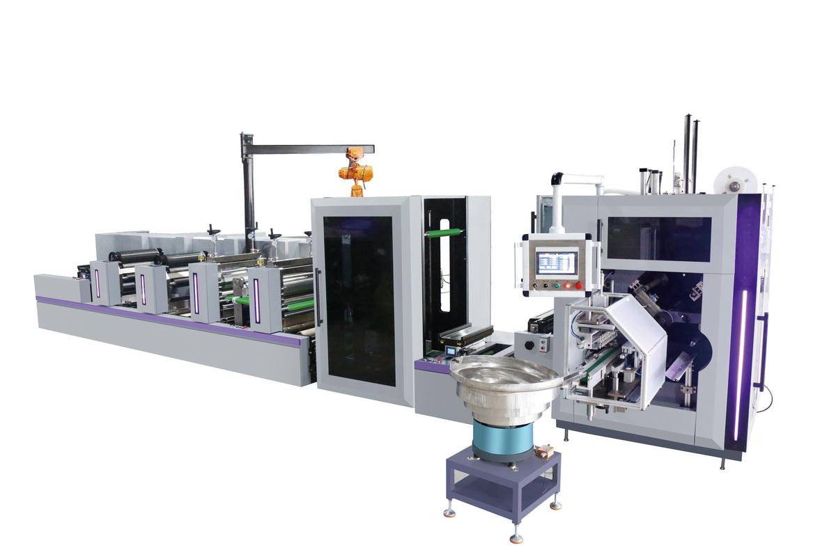 Mesin Pemotong Rotary Die Cutting Slitting dan Rewinding Turret 4 Poros Tanpa Lem Sepenuhnya Otomatis