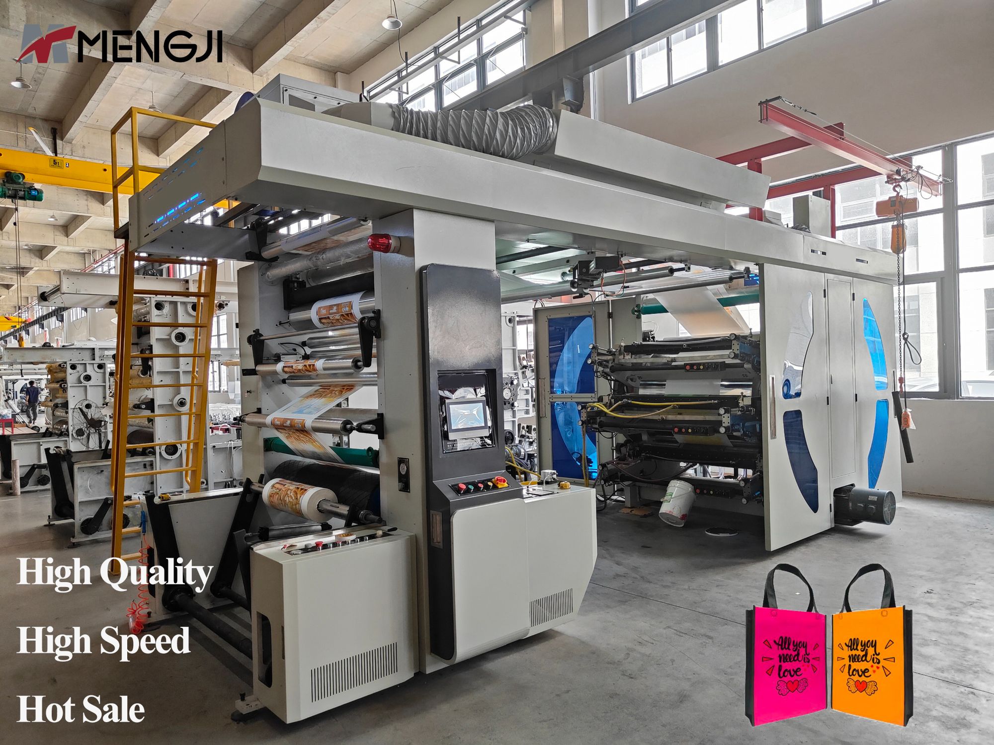 Central Drum Flexographic Printer  With Laminating Unit for Environmentally Friendly Hemp Fiber Non-Woven Bag