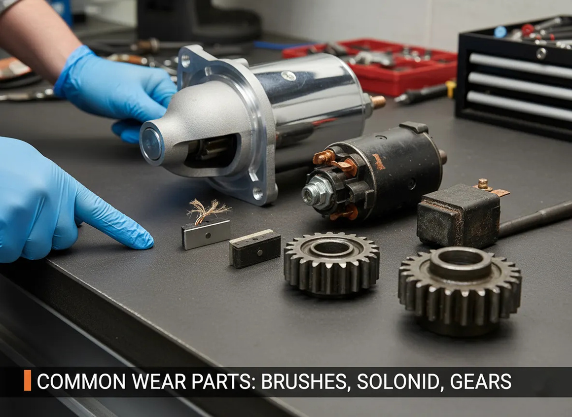 7 Starter Motor Common Wear Parts How to Select and Replace Brushes Solenoids  Gear Drive Assemblies-2