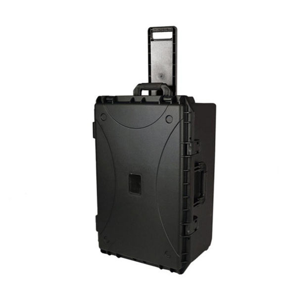 Store and transport a variety of items securely in a hard shipping case with wheels.
