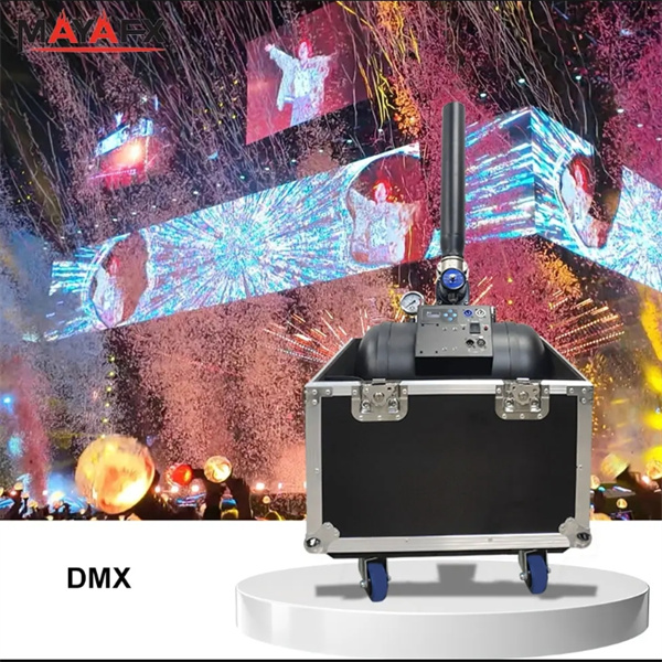 The magic of a confetti machine in action