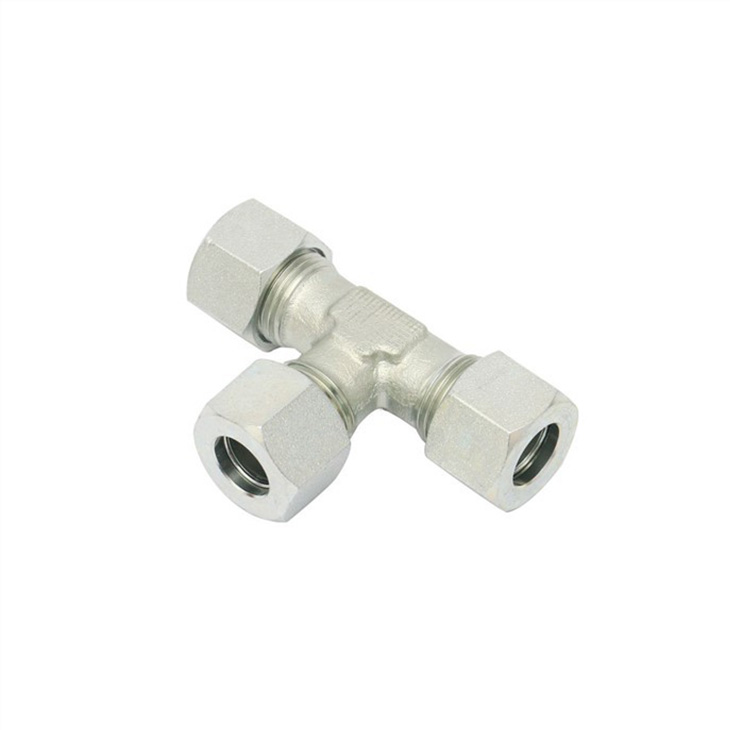 Carbon Steel Straight Elbow Tee Metric Bite Type Hydraulic Tube Fittings
