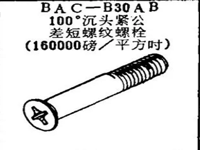BAC-B30AB Боинг 100-градусные болты с короткой резьбой с потайной головкой и плотным допуском