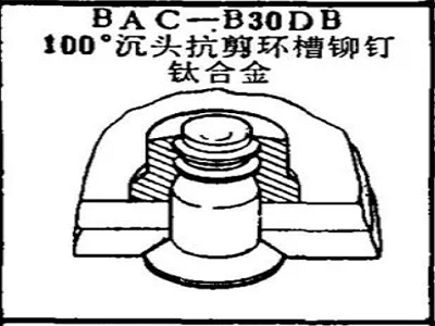 BAC-B30DB Boeing 100 Degree Countersunk Head Shear Ring Groove Rivet Titanium Alloy