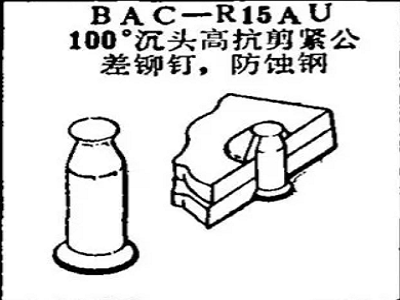 BAC-R15AU Boeing 100 Degree Countersunk Head High Shear Tolerance Rivet, Corrosion Resistant Steel