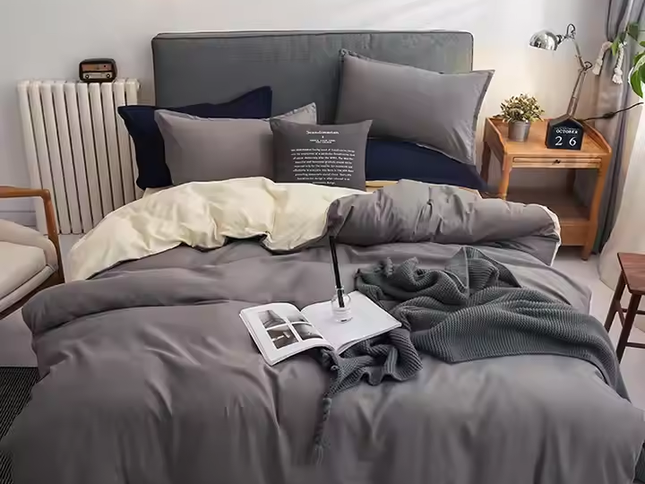 Desain baru gaya sederhana Set tiga potong dua warna Set selimut mikrofiber