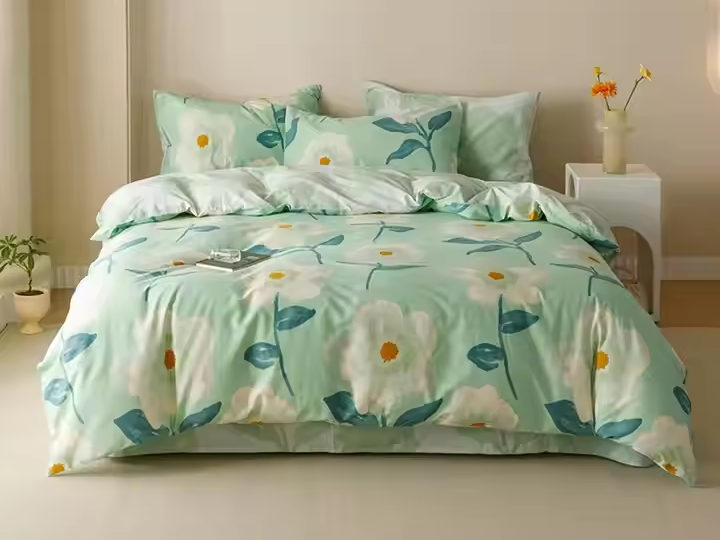 Grosir Sprei Katun King Size Motif Bunga dengan Penutup Selimut Set Tempat Tidur Mewah