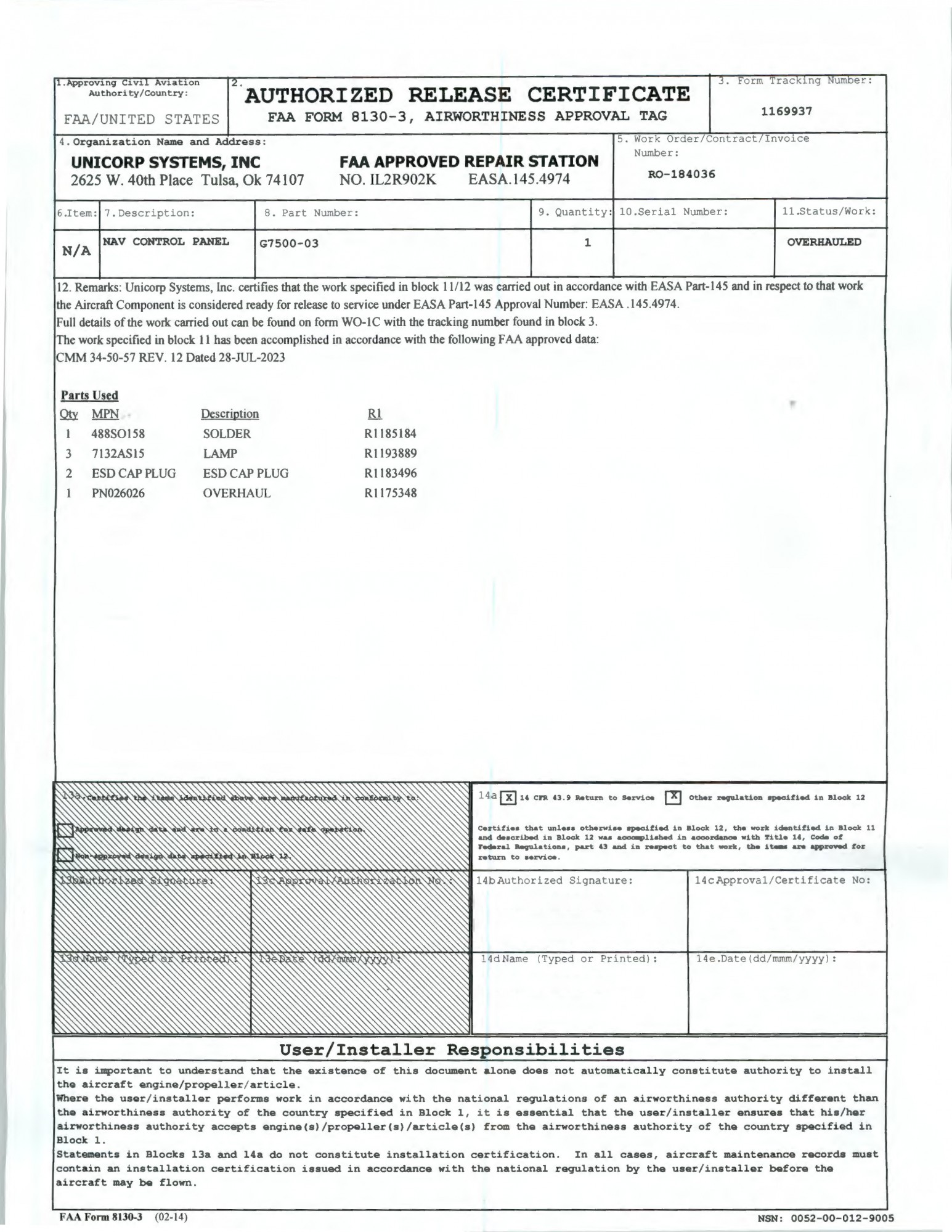G7500-03+SN 6492&nbsp;CERT-1