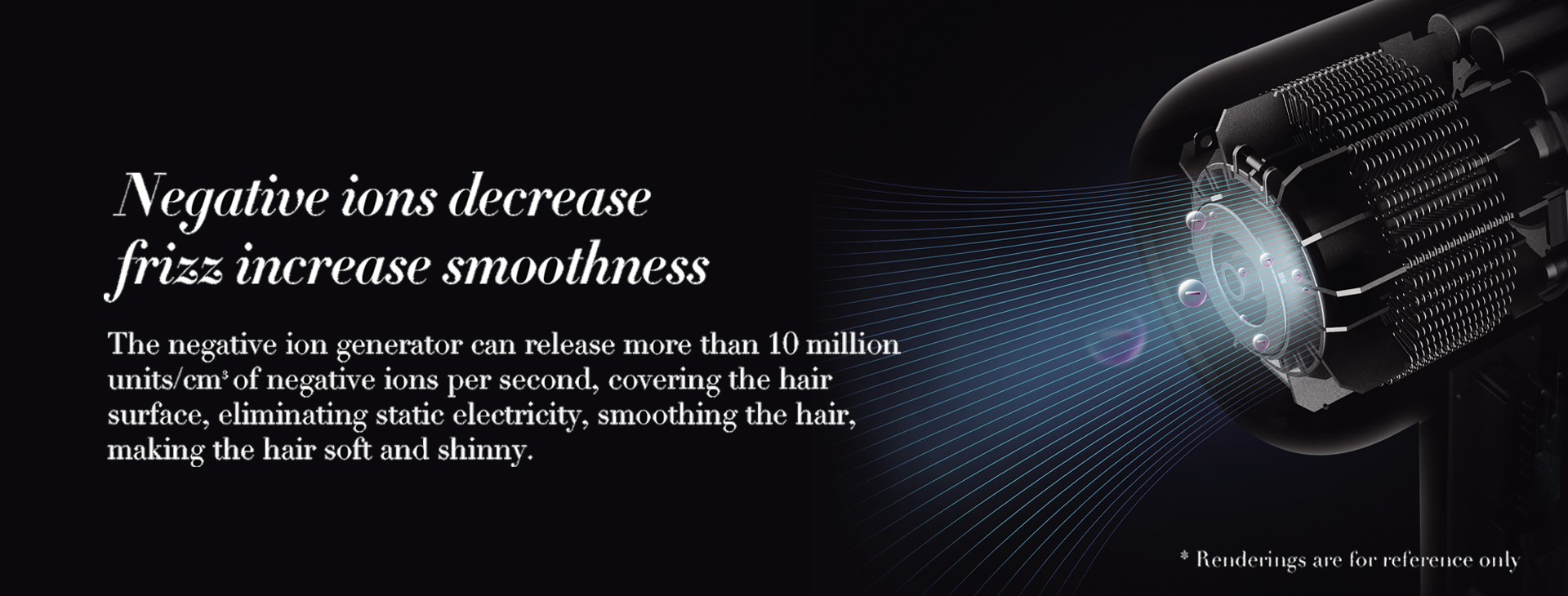Negative ions decrease frizz increase smoothness