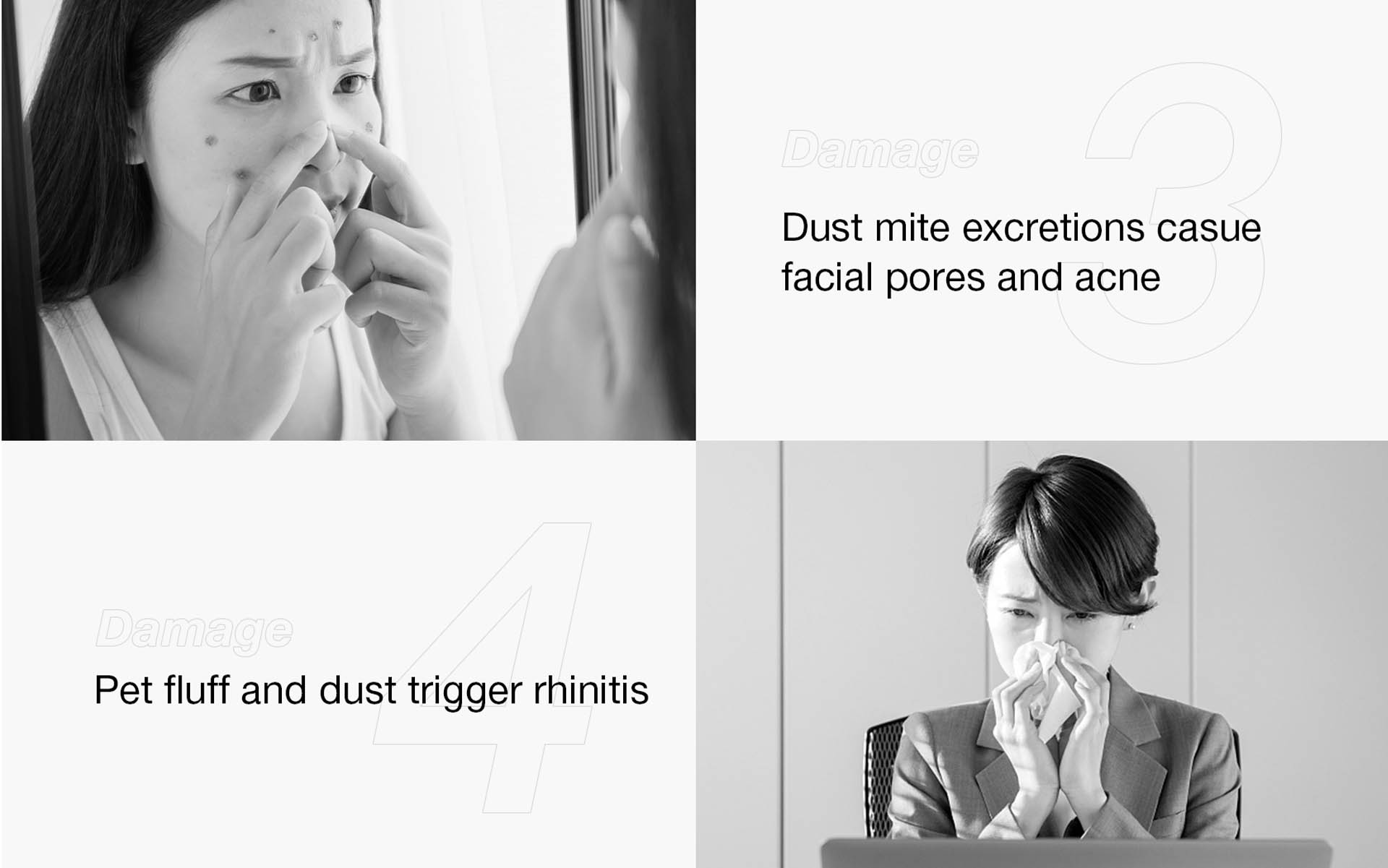Dust mite excretions casuefacial pores and acne JIMMY BX7