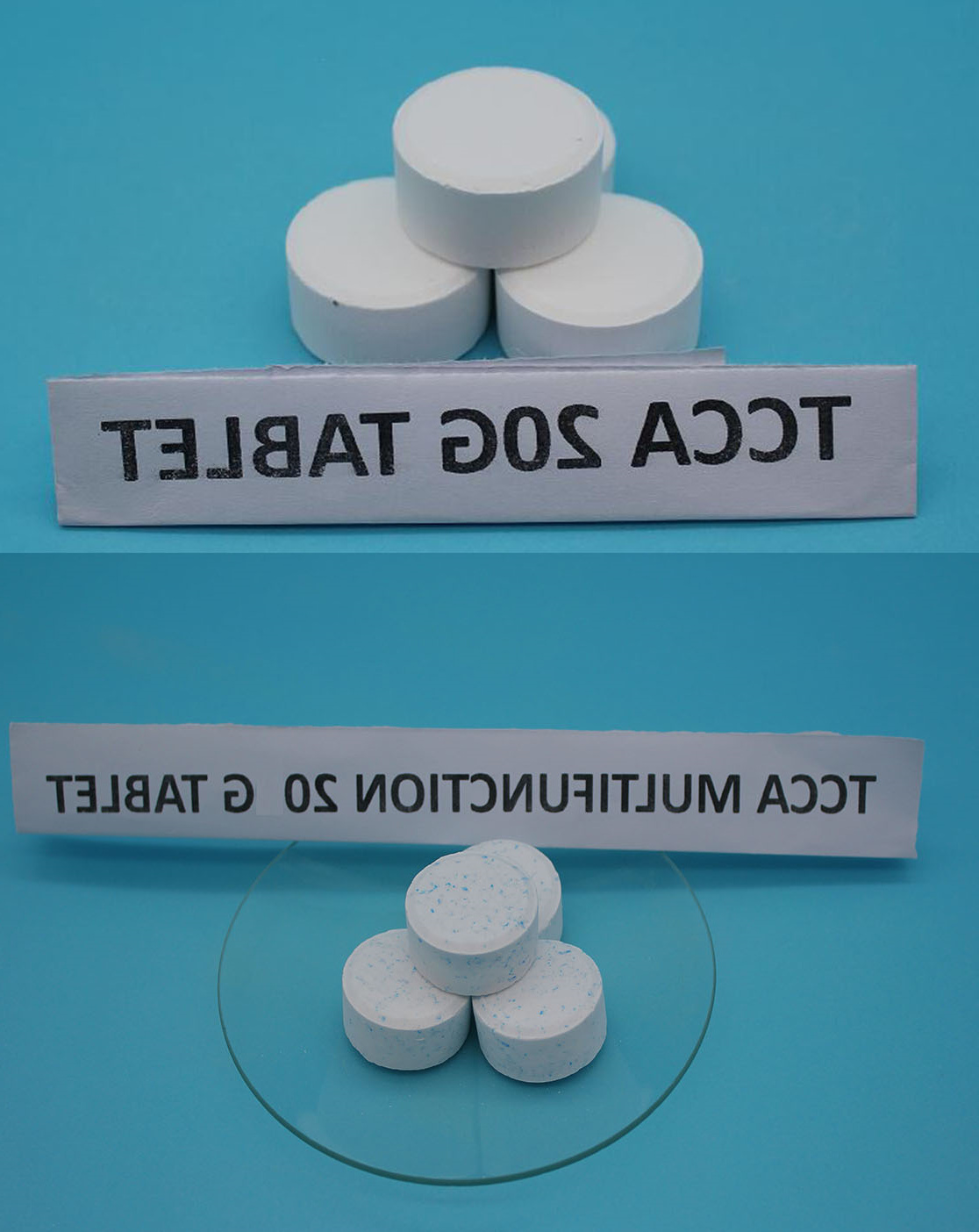 TCCA 90% functions releasing chlorine in water