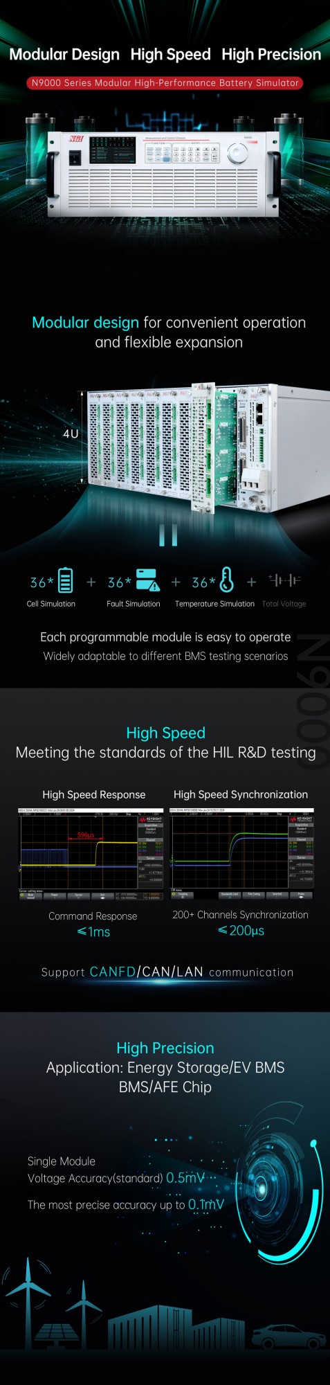 N9000 series bms testing modular battery simulator