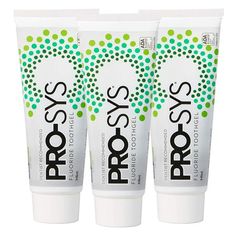 PRO-SYS Mint Fluoride Toothpaste toothgel prevents and reduces tooth decay. Our fluoride toothpaste contains sodium fluoride 0.24% w/w (0.15% w/v fluoride ion) and is triclosan free. Our Dentist Recommended Toothpaste is accepted by the American Dental Association (ADA). Mint tooth paste is for children and adults 2-years of age and older. With our best toothpaste, you will receive three 4.0oz tubes of mint toothpaste. Size: 4 Ounce (Pack of 3).  Color: White.