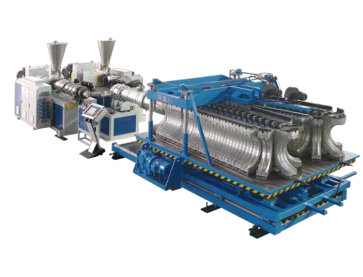 HDPE/PP/PVC Horizontal Type Double Wall Corrugated Pipe Extrusion Line