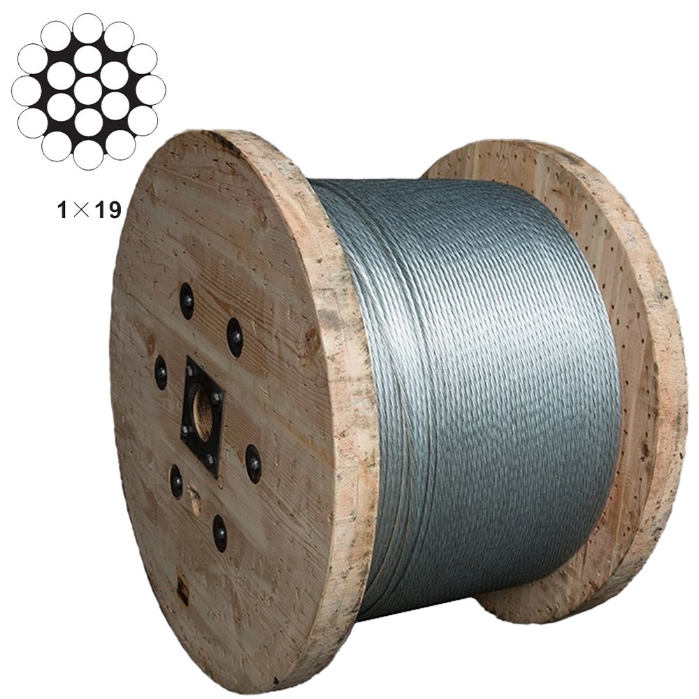 Galvanized Steel Wire 19 Strands for Overhead Power Lines Earth Wire Guy Strand Galvanized Steel Cable Messenger Wire