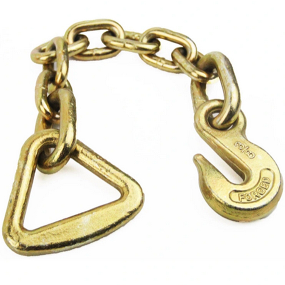 G70 USA Standard Chain with Delta Ring and Grab Hooks Each on One End Electro-galvanized