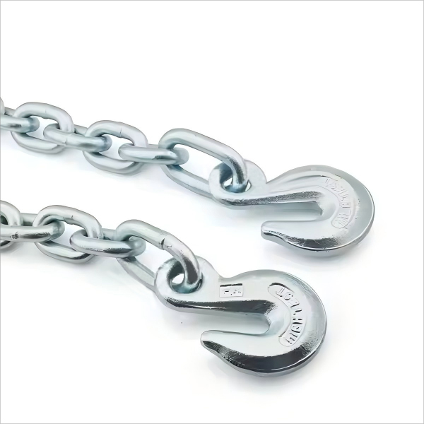 G43 Link Chain with Clevis/Eye Grab Hooks on Both Ends G43 Transport Binder Galvanized Chain