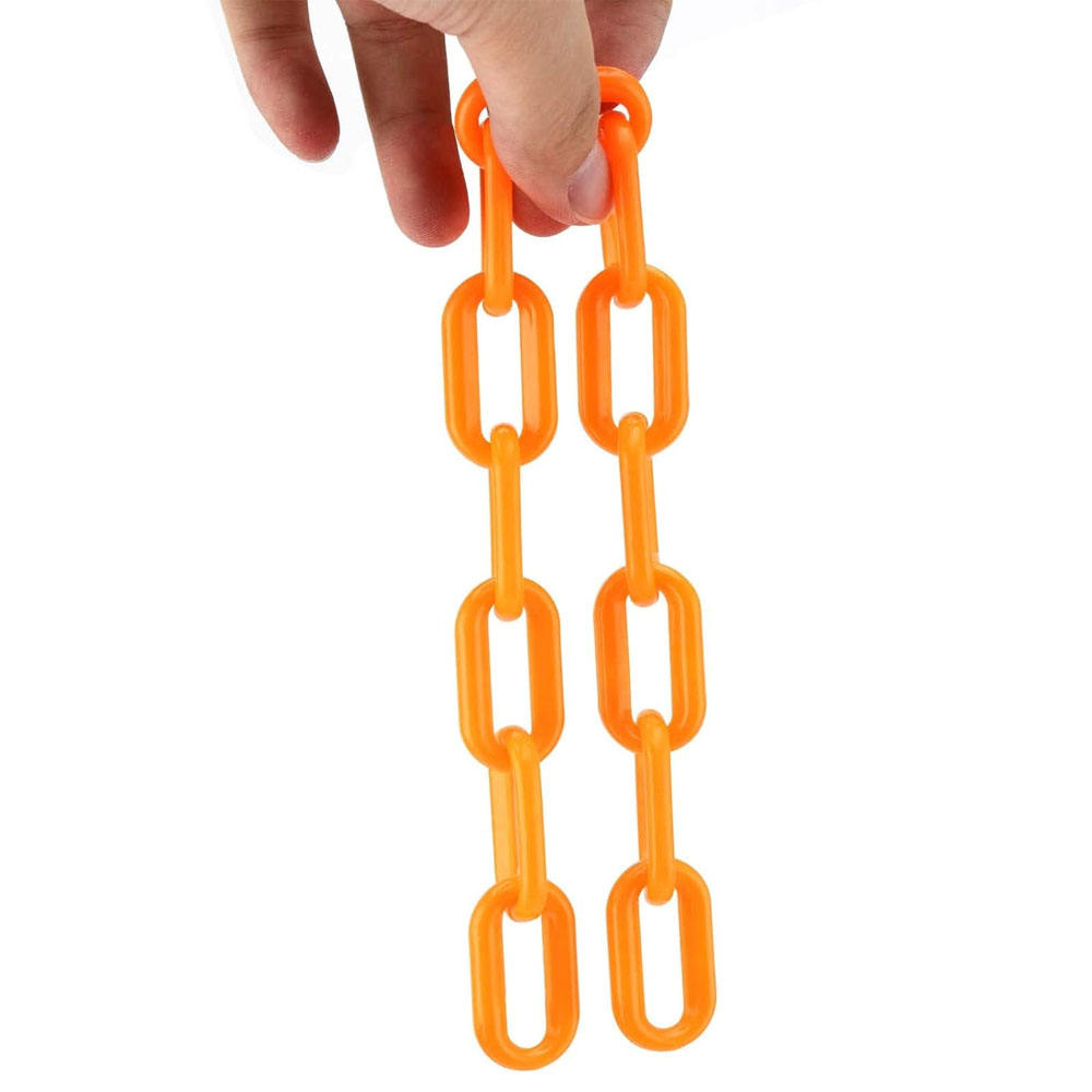 6mm Thick Orange Plastic Chain Barrier Safety Traffic Plastic PE Link Chain
