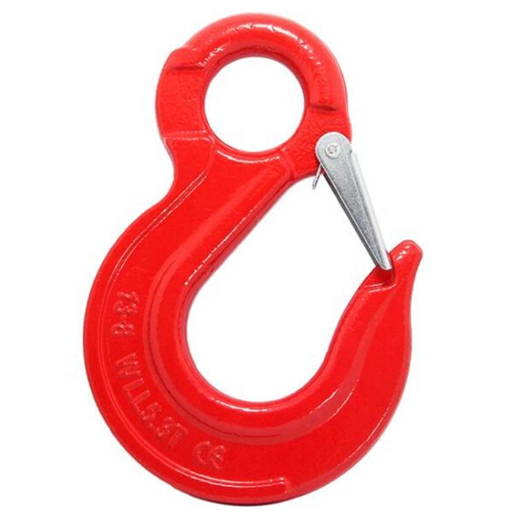 G80 Slip Hook with Safety Latch Round Eye Crane Horn Hook Chain