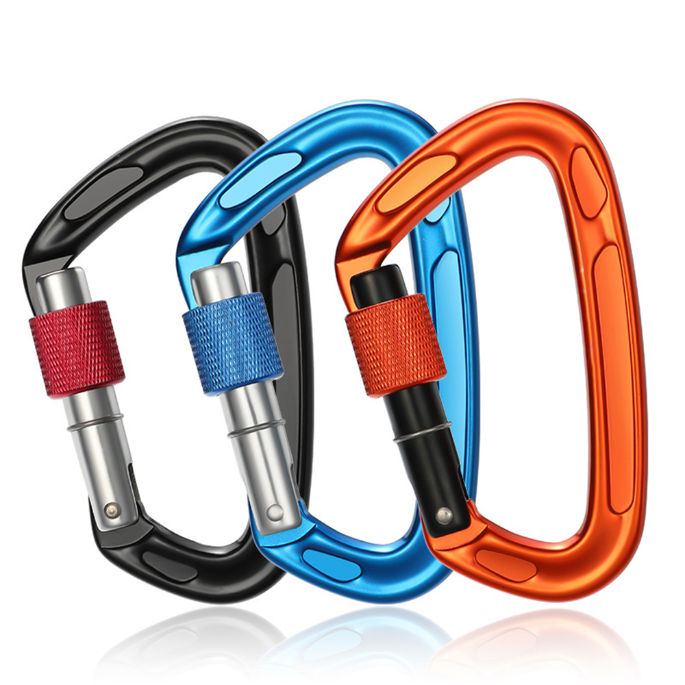CH7101B 7075 Aviation Aluminium D-type Carabiner Hooks 24KN Climbing Snap Hook Custom Logo Climbing Carabiner Clip