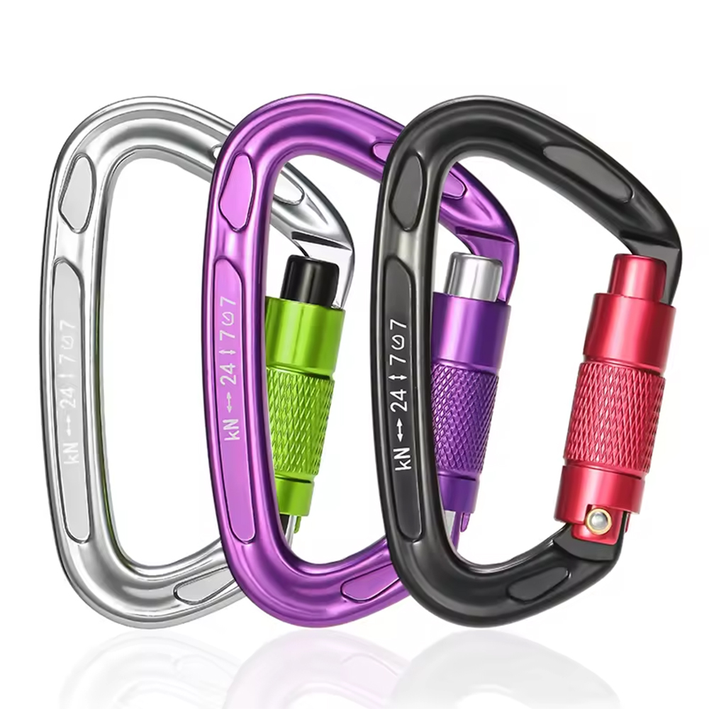 CH7101TN Climbing Master Lock 24KN Outdoor Mountaineering Auto Locking Carabiner D Shape Climbing Snap Hook Aluminum Climbing Carabiner Clip