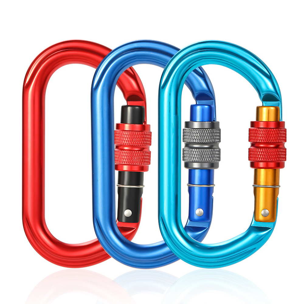 CH7108B 25KN Climbing Hook O-ring Locking Gate Snap Hook Fire Rescue Load-bearing Connector Outdoor Rock Climbing Carabiner Clip