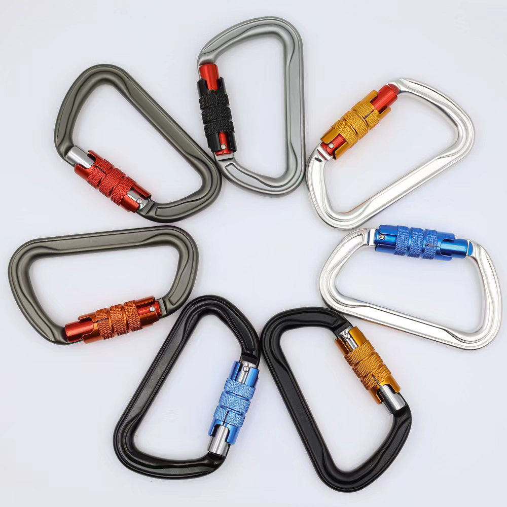 CH7111TN Screw-Lock Gate Carabiner Auto-locking Carabiners 30kN Aluminum D Shape Climbing Snap Hook Climbing Carabiner Clip