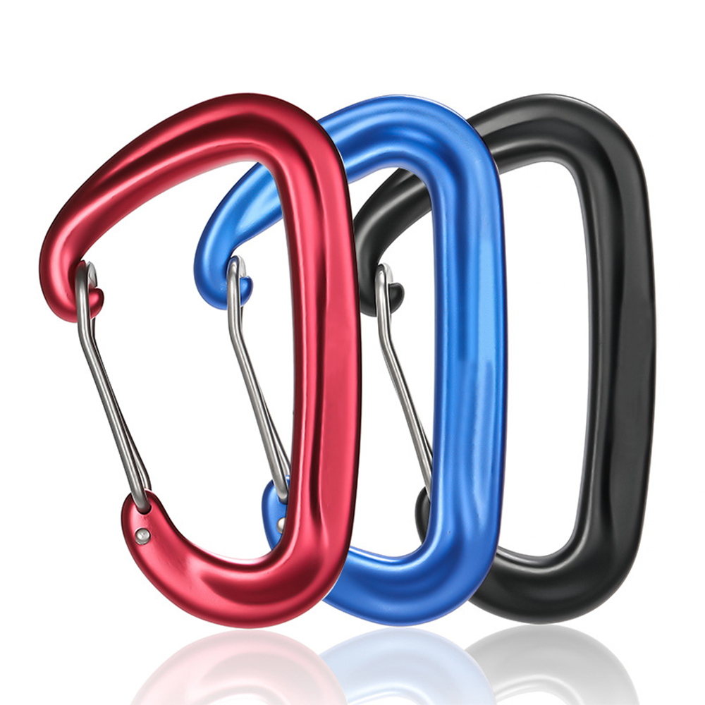 CH7801S 12KN 7075 Aviation Aluminum Ultra-Light Climbing Spring Hooks D Shape Colourful Carabiner Clips