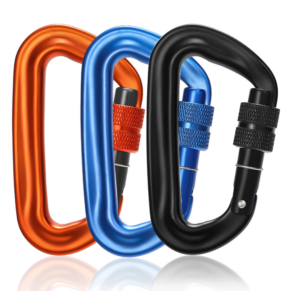 CH7802B Small Safety Snap Hook Clip 7075 Aviation Aluminum Alloy Screw Locking D Shape Climbing Carabiner